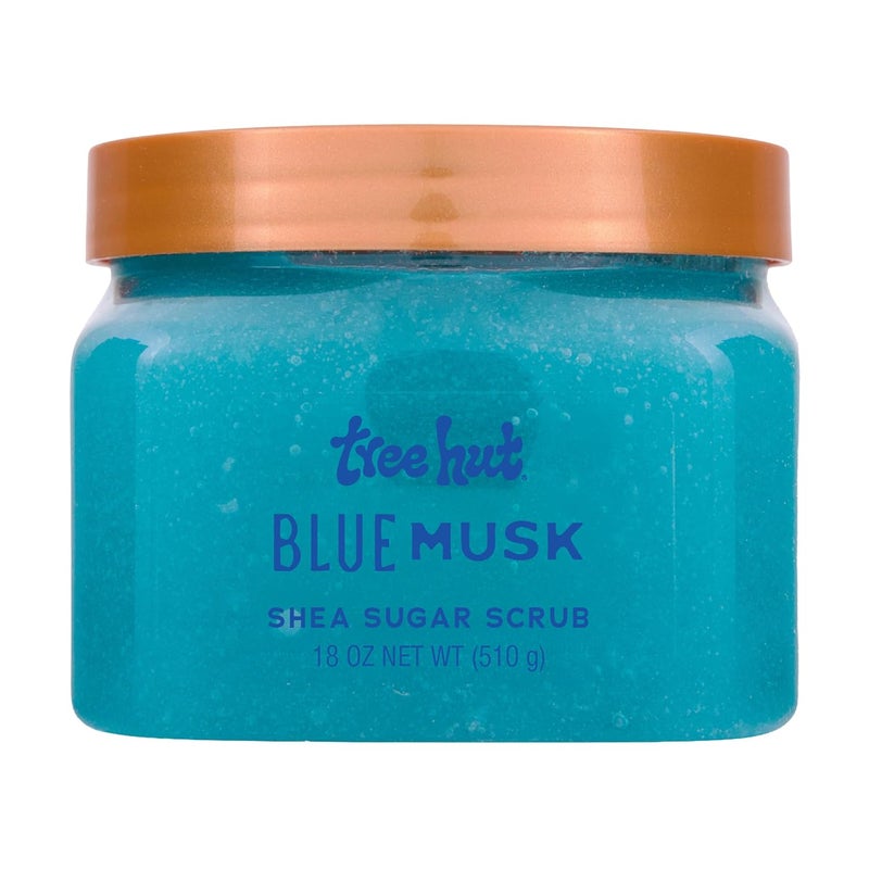 Treehut Blue Musk Shea Sugar Scrub, Exfoliating, Hydrating & Moisturizing Body Scrub with Shea Butter & Nourishing Essential Oils, Smooth & Soften Skin, 18 oz - Image 1